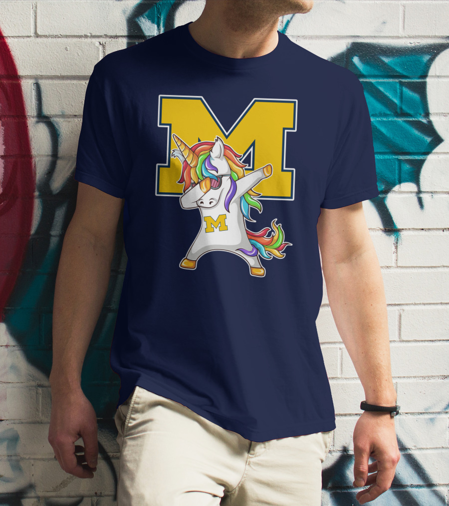 Michigan Wolverines Unicorn Dabbing M T-Shirt