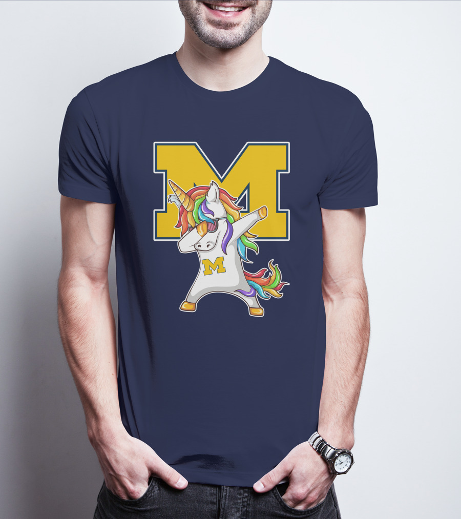Michigan Wolverines Unicorn Dabbing M T-Shirt