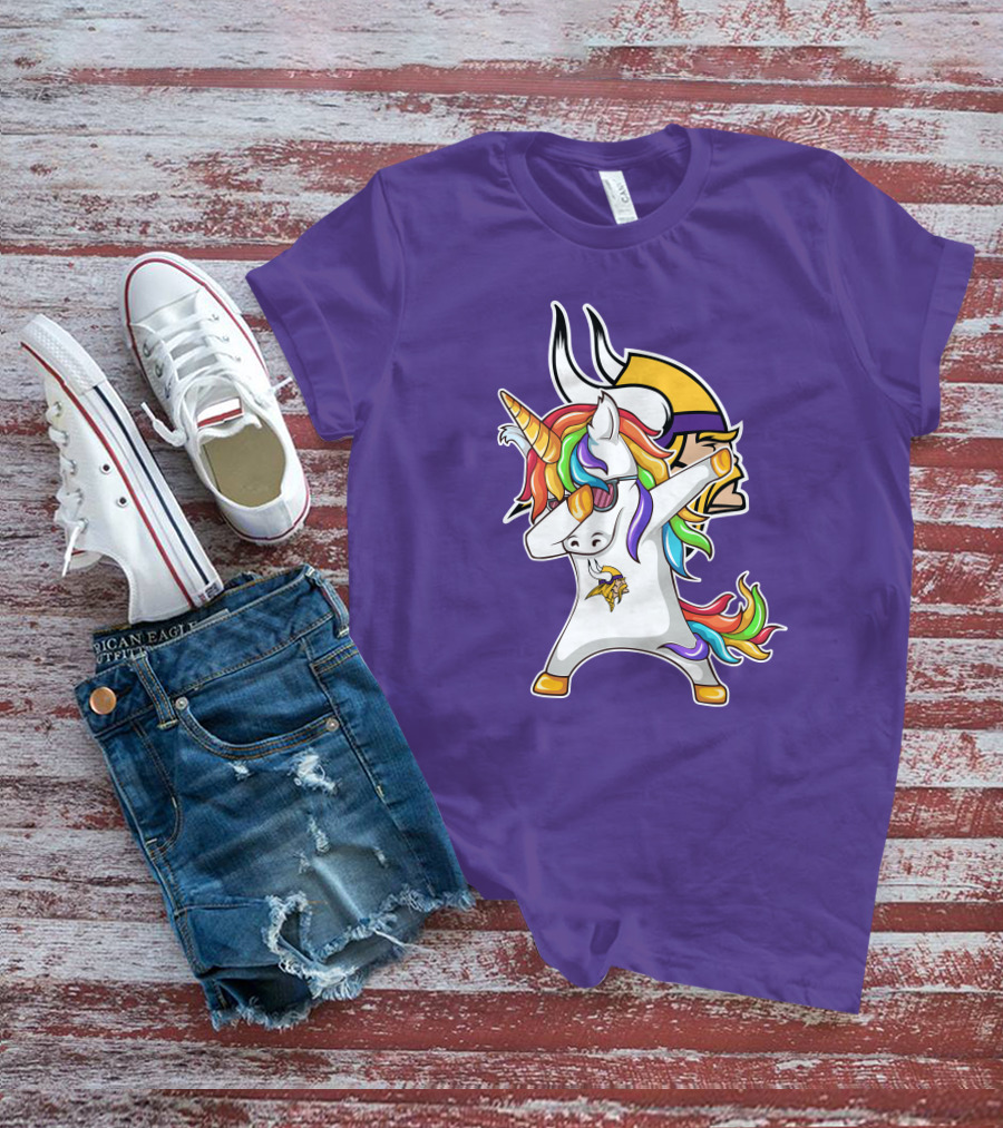 Minnesota Vikings Rainbow Unicorn Dabbing T-Shirt