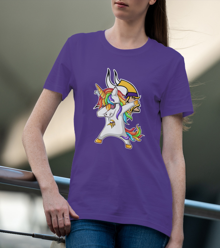 Minnesota Vikings Rainbow Unicorn Dabbing T-Shirt