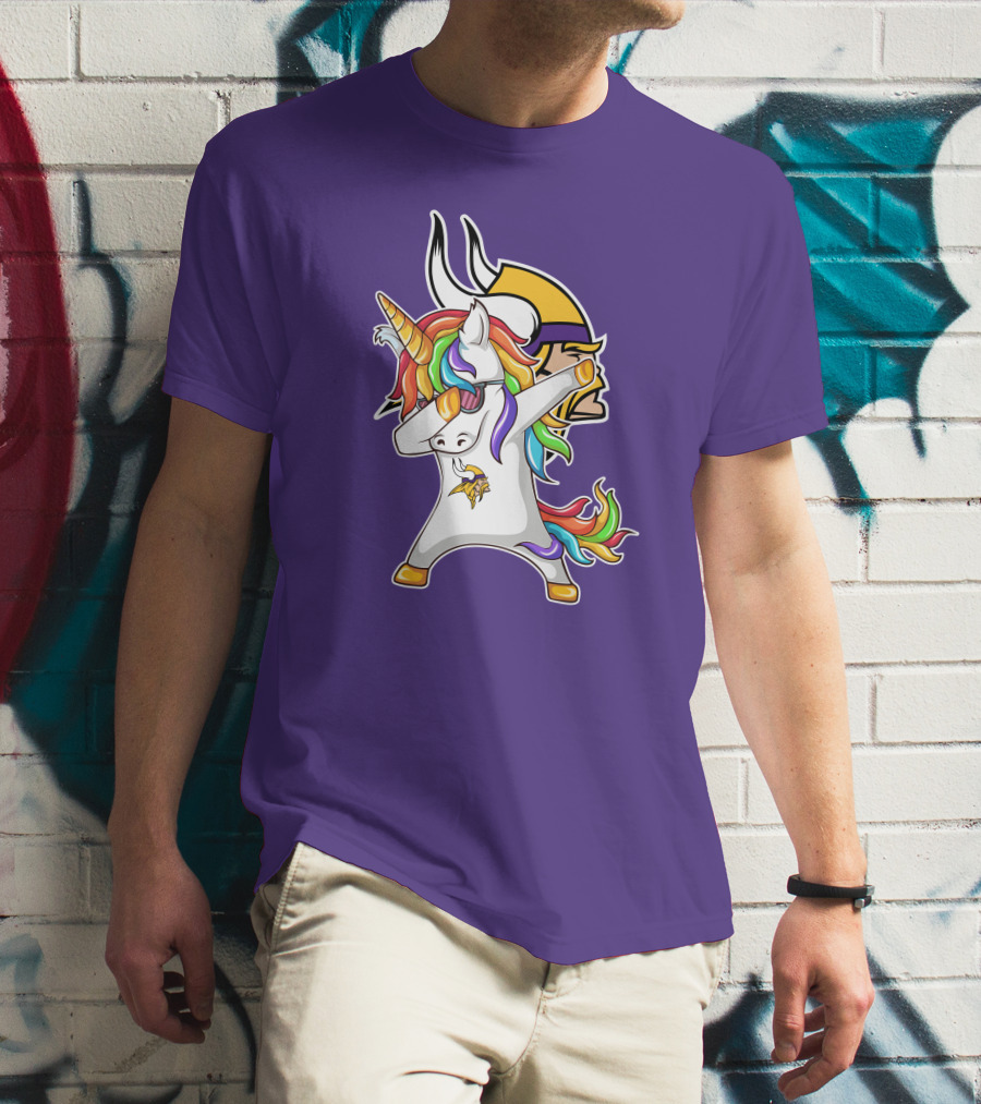 Minnesota Vikings Rainbow Unicorn Dabbing T-Shirt