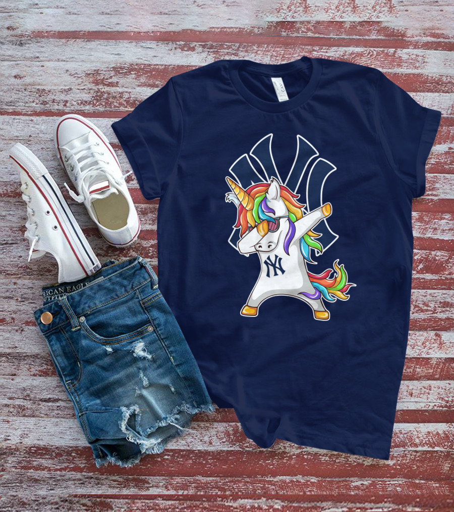 New York Yankees Unicorn Dabbing Rainbow T-Shirt