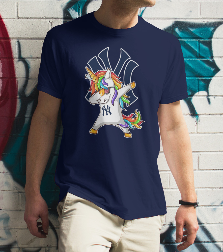 New York Yankees Unicorn Dabbing Rainbow T-Shirt