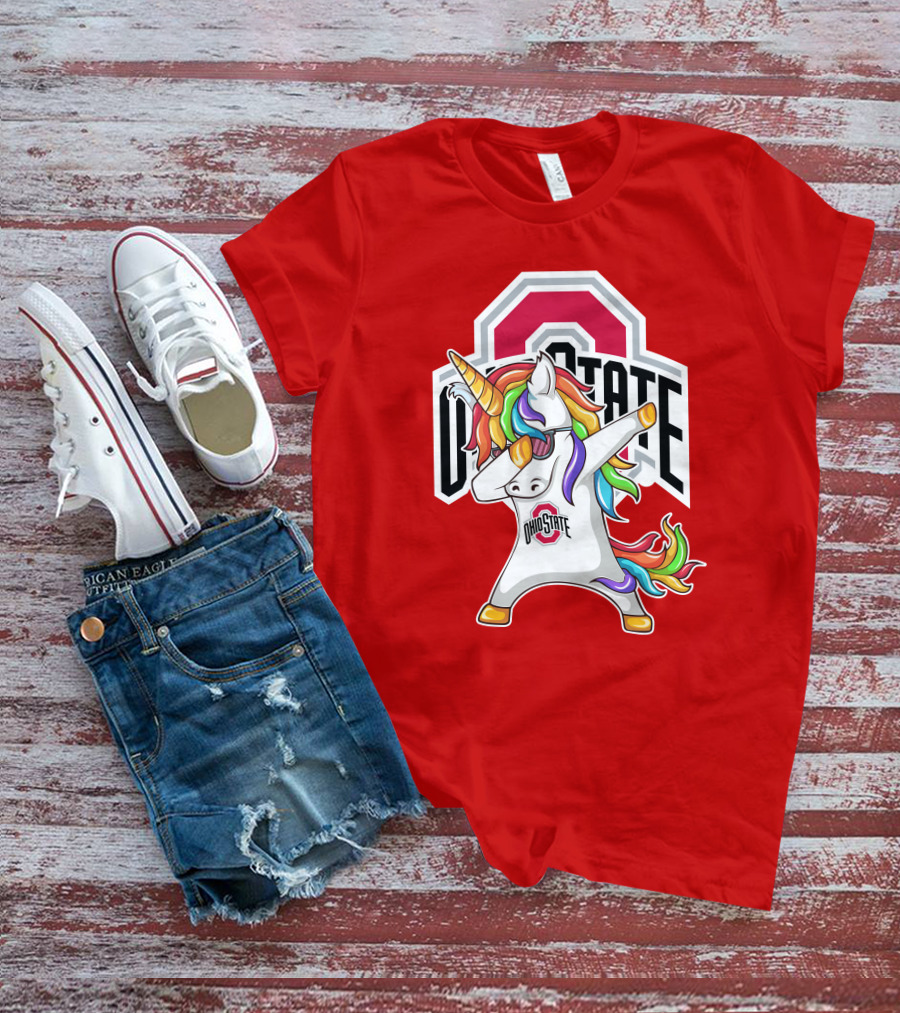 Ohio State Buckeyes Rainbow Unicorn Dabbing T-Shirt