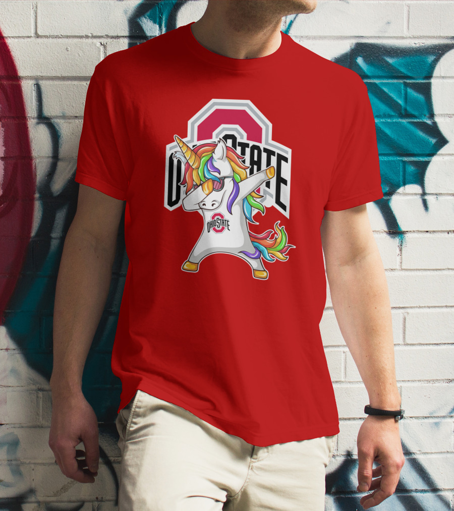 Ohio State Buckeyes Rainbow Unicorn Dabbing T-Shirt