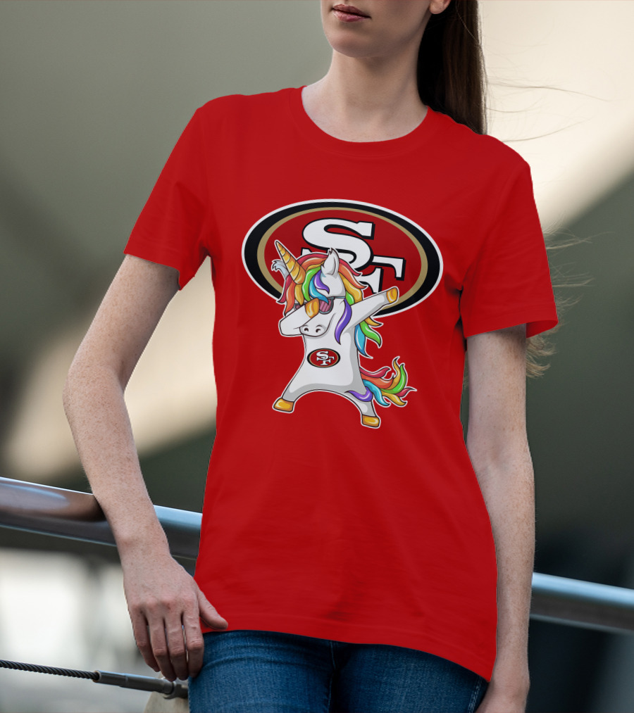 San Francisco 49ers SF Logo Rainbow Unicorn Dabbing T-Shirt