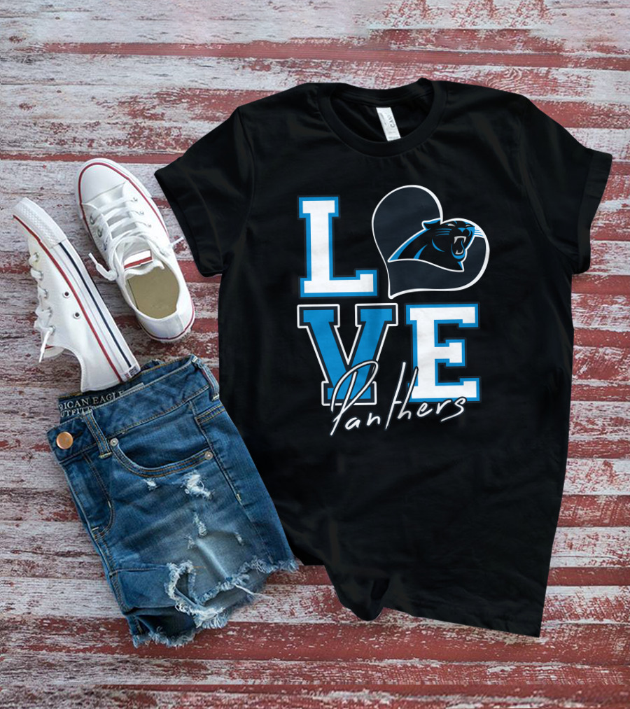 Love Panthers Heart T-Shirt