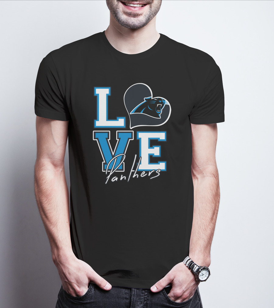 Love Panthers Heart T-Shirt