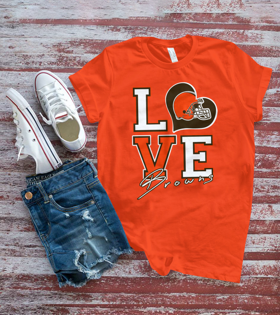 LOVE Browns Football Helmet Heart T-Shirt