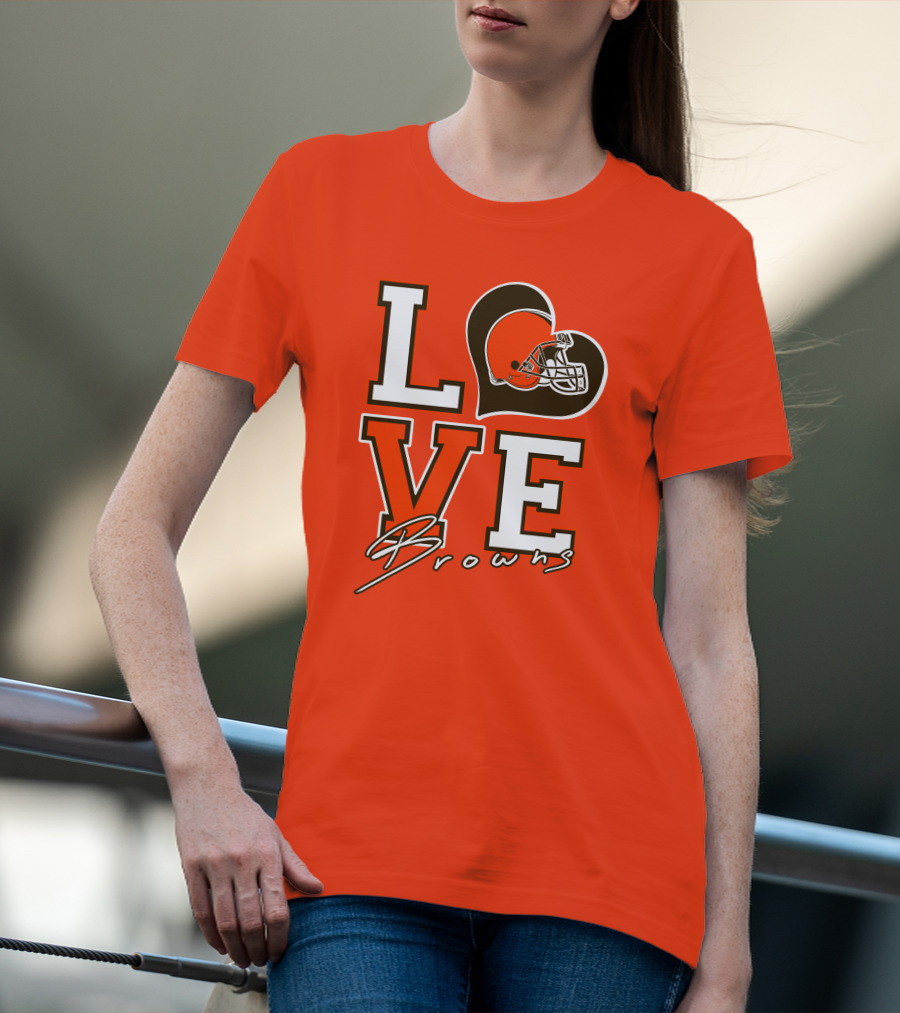 LOVE Browns Football Helmet Heart T-Shirt