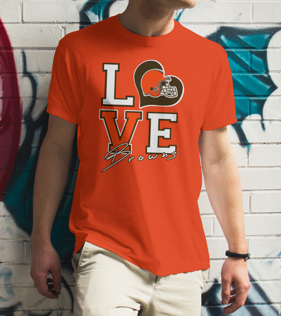 LOVE Browns Football Helmet Heart T-Shirt