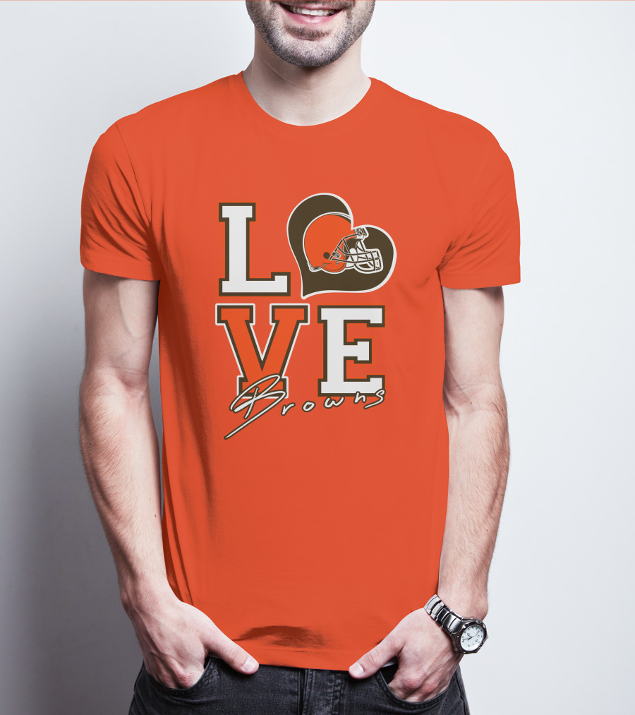 LOVE Browns Football Helmet Heart T-Shirt