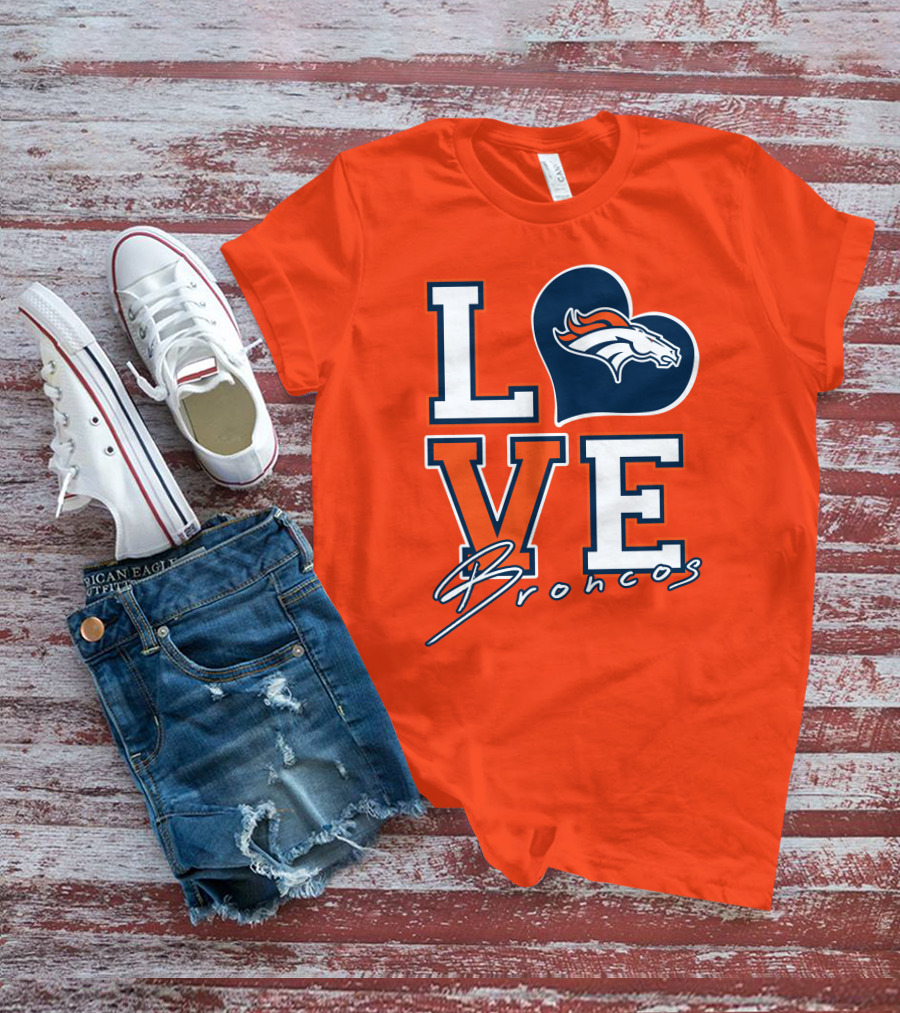 Love Broncos Denver Broncos Heart T-Shirt