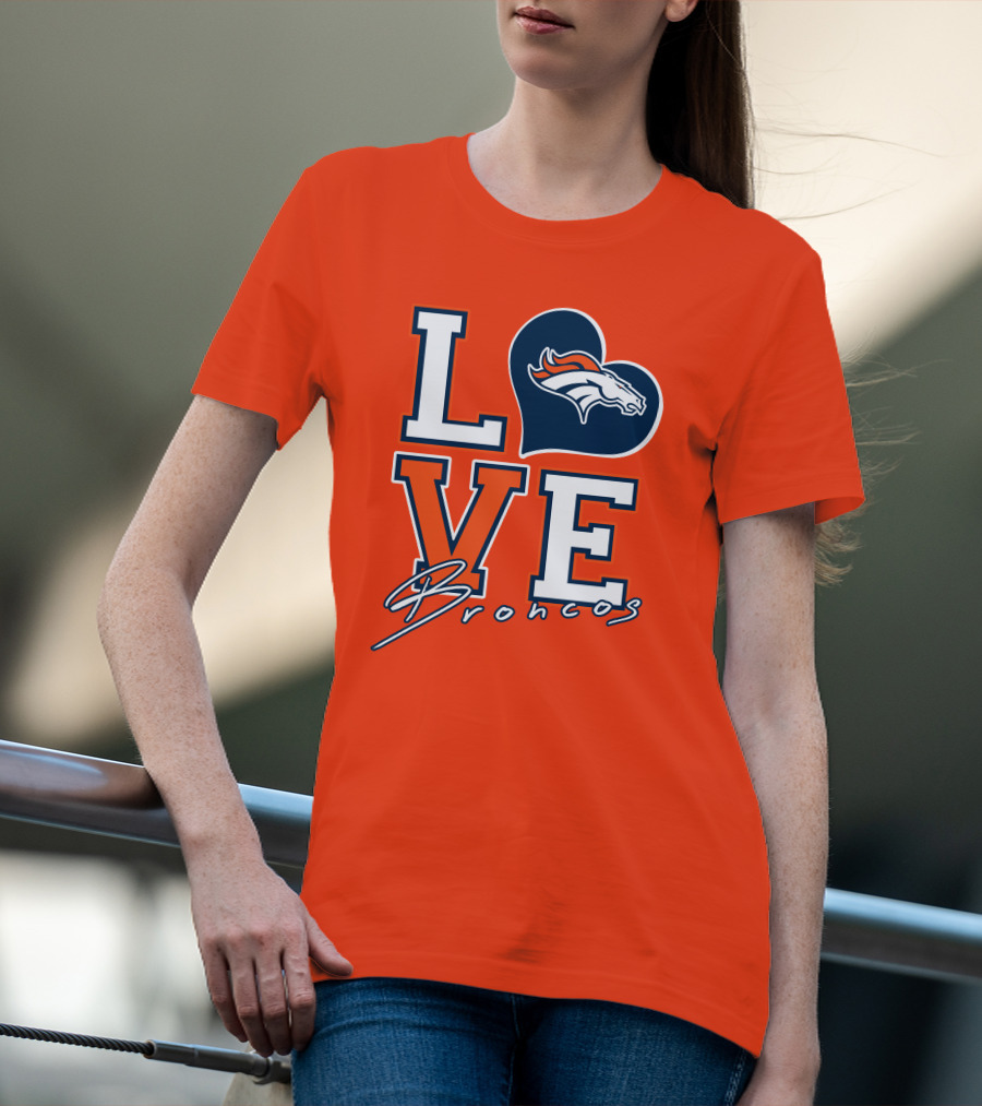 Love Broncos Denver Broncos Heart T-Shirt