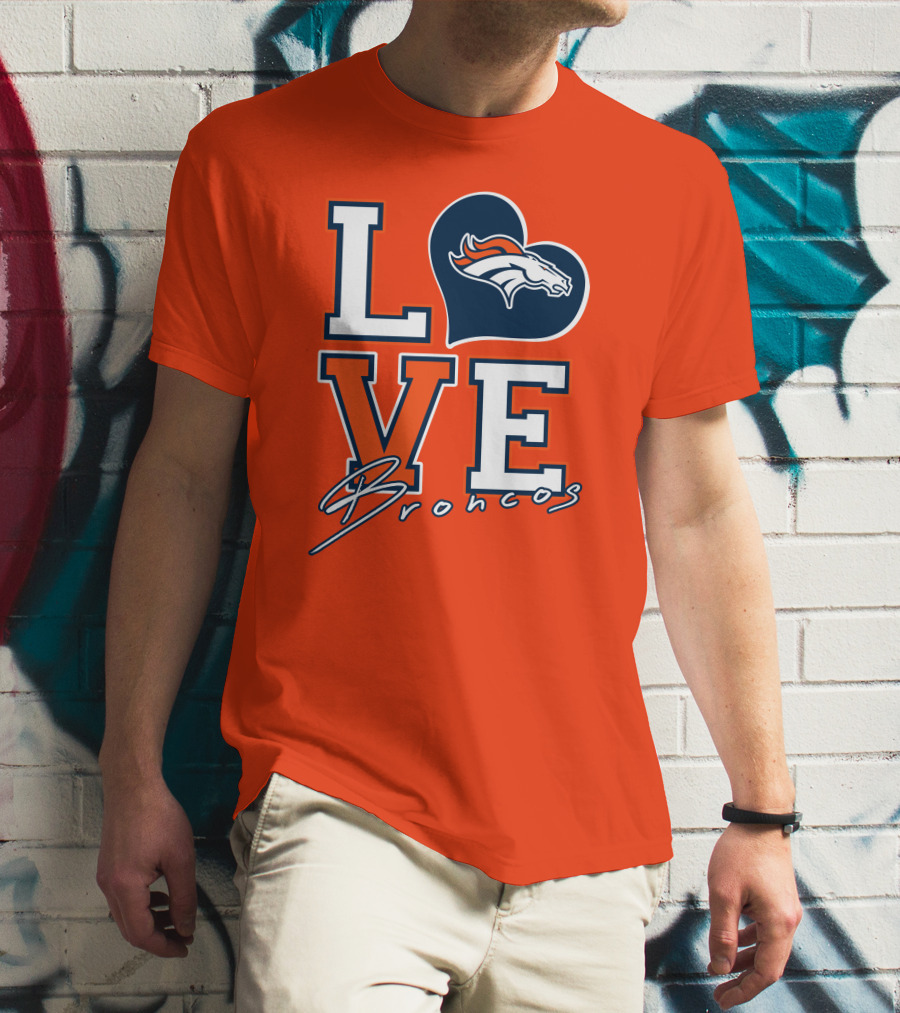 Love Broncos Denver Broncos Heart T-Shirt