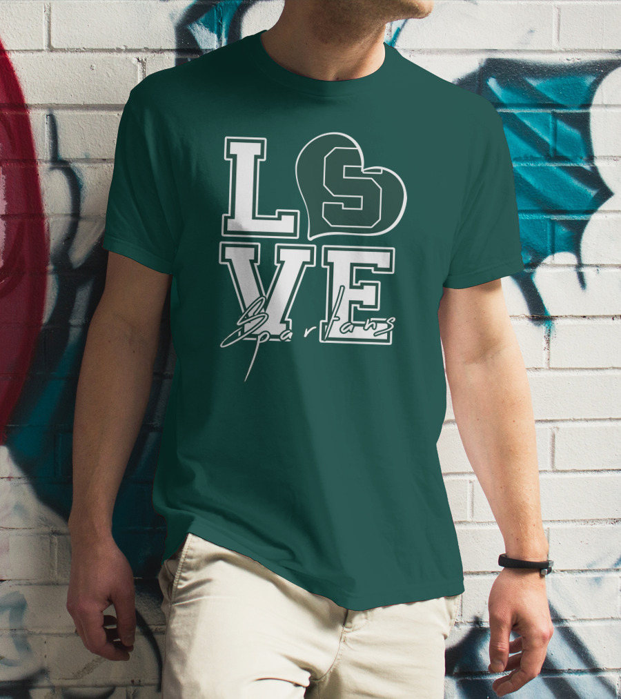 Love Spartans Michigan State Heart T-Shirt