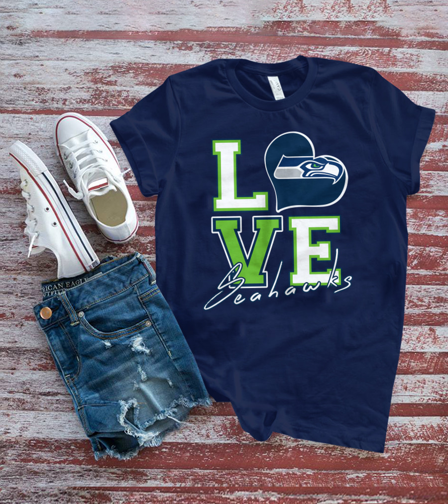 LOVE Seattle Seahawks Heart T-Shirt