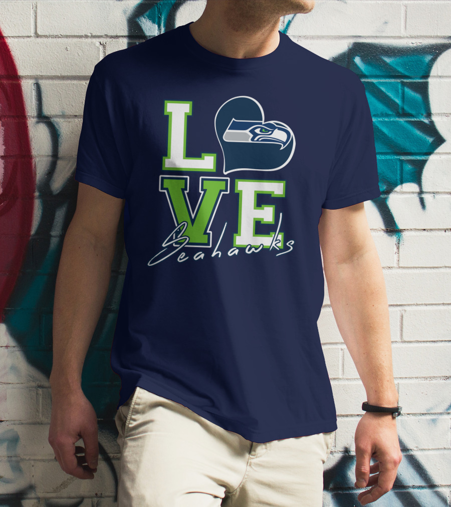 LOVE Seattle Seahawks Heart T-Shirt