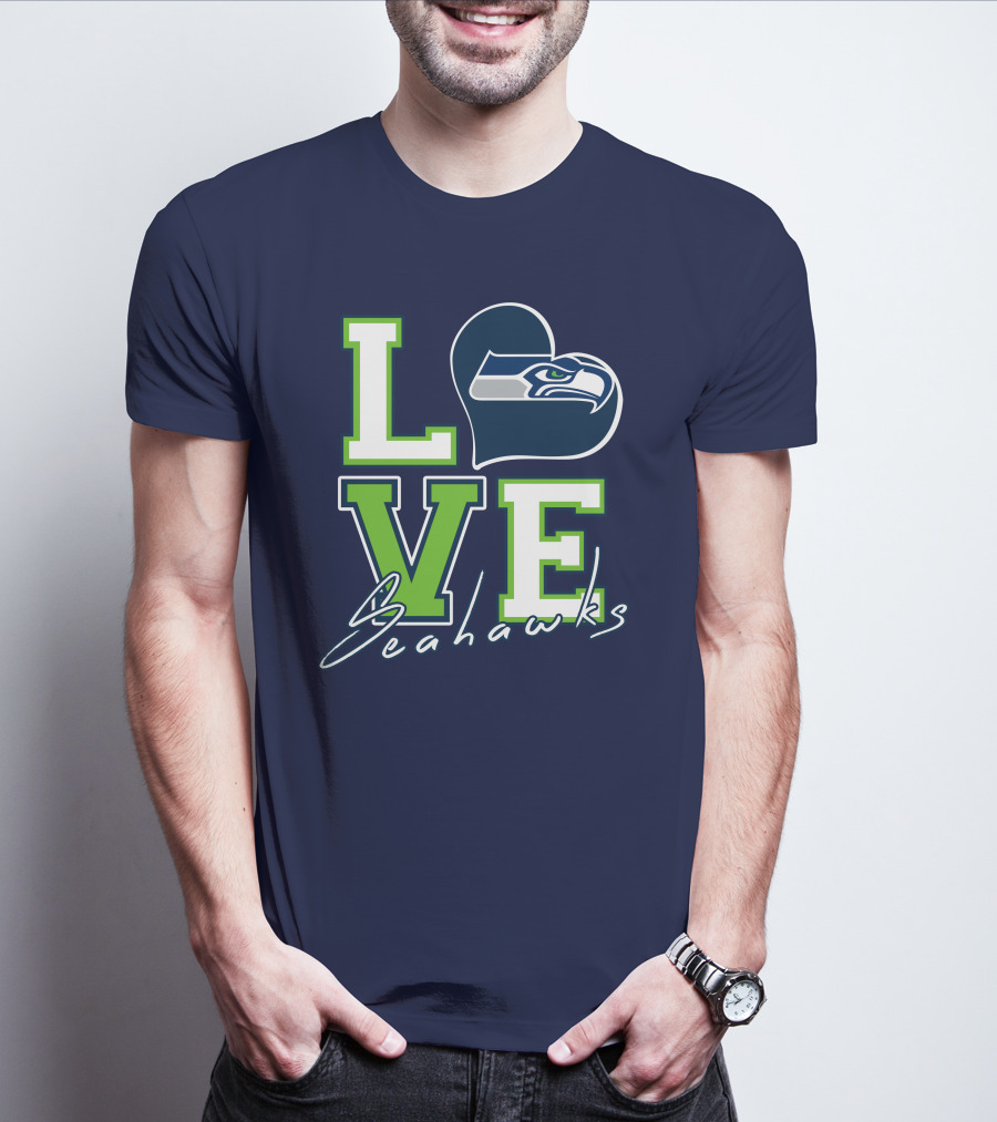 LOVE Seattle Seahawks Heart T-Shirt