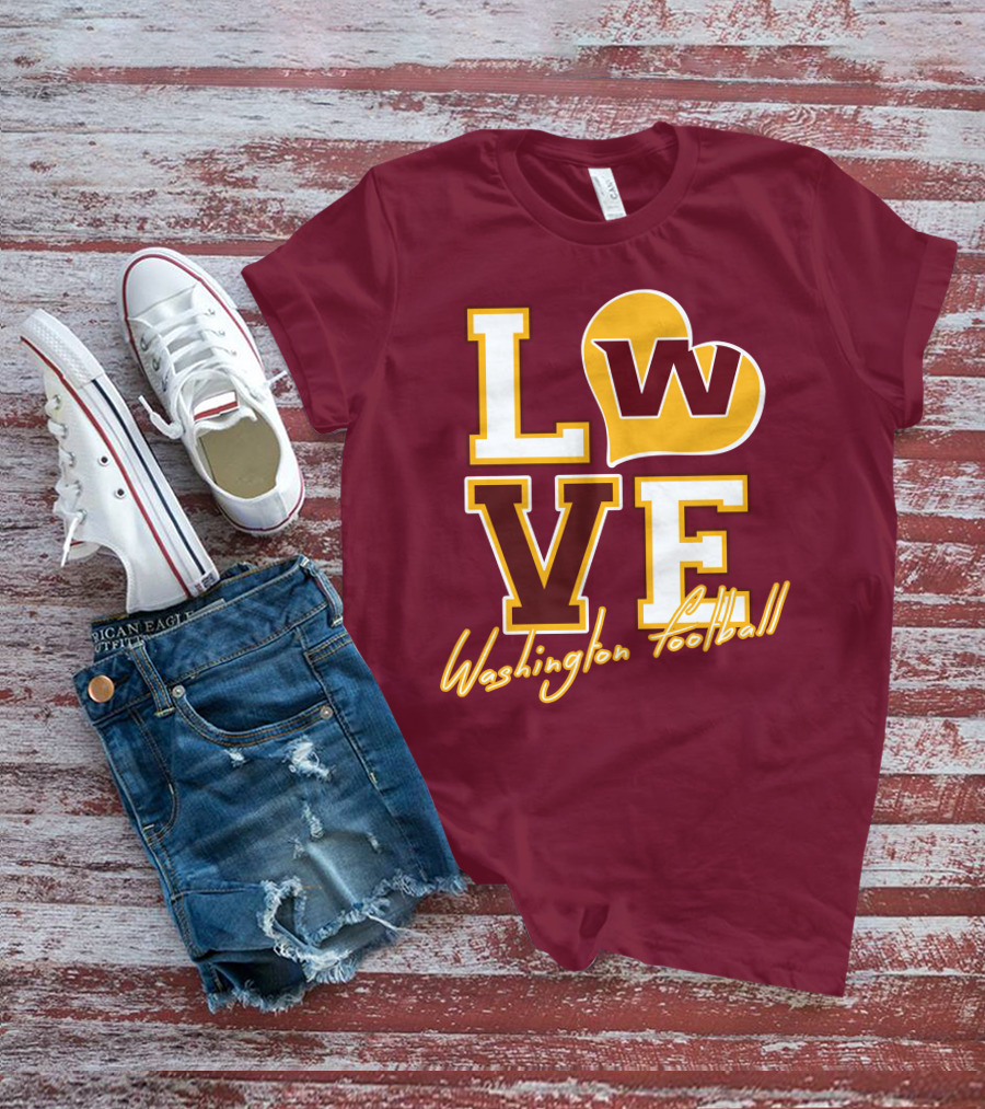 Washington Football Love W Heart T-Shirt
