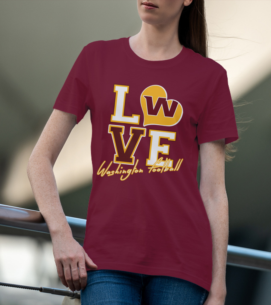 Washington Football Love W Heart T-Shirt