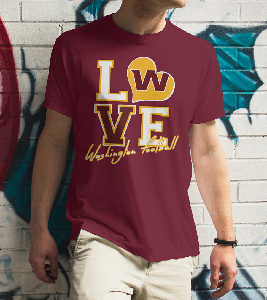 Washington Football Love W Heart T-Shirt