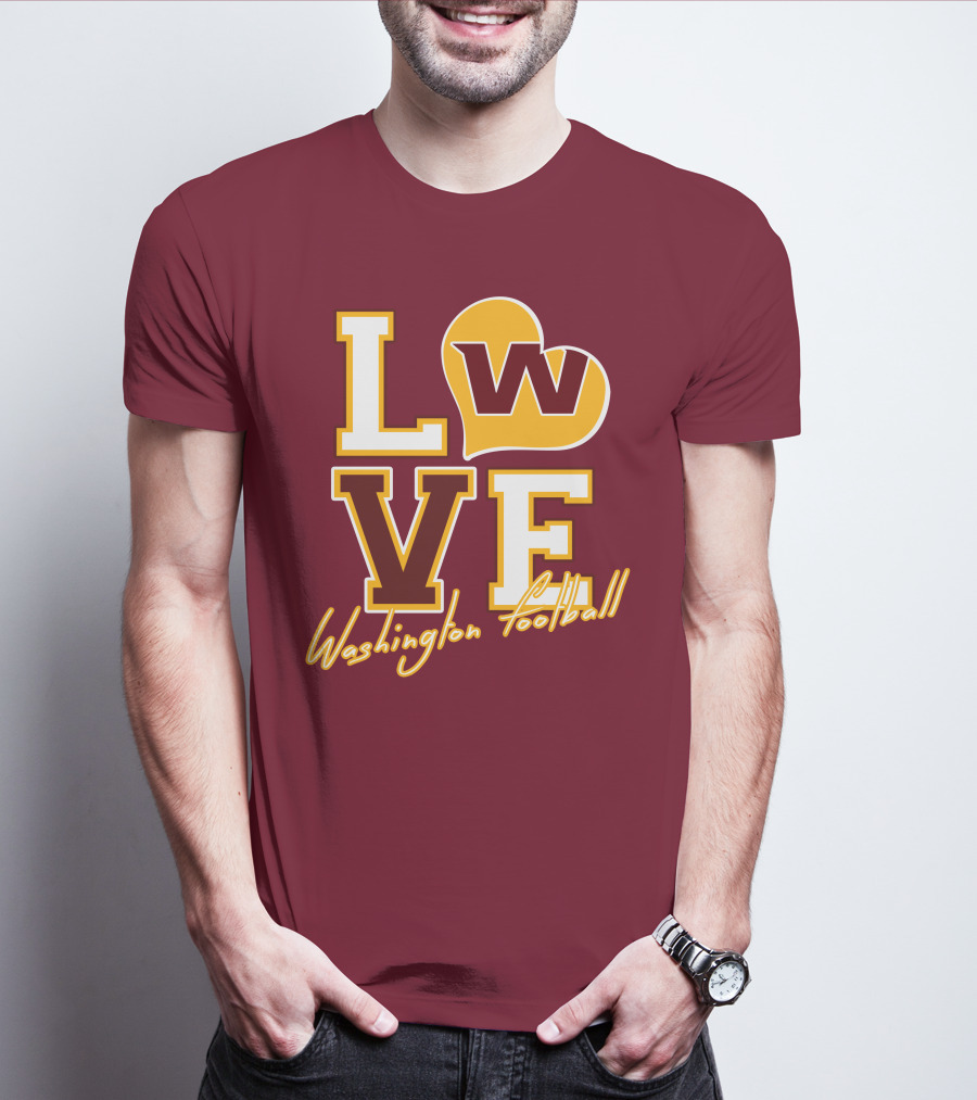Washington Football Love W Heart T-Shirt