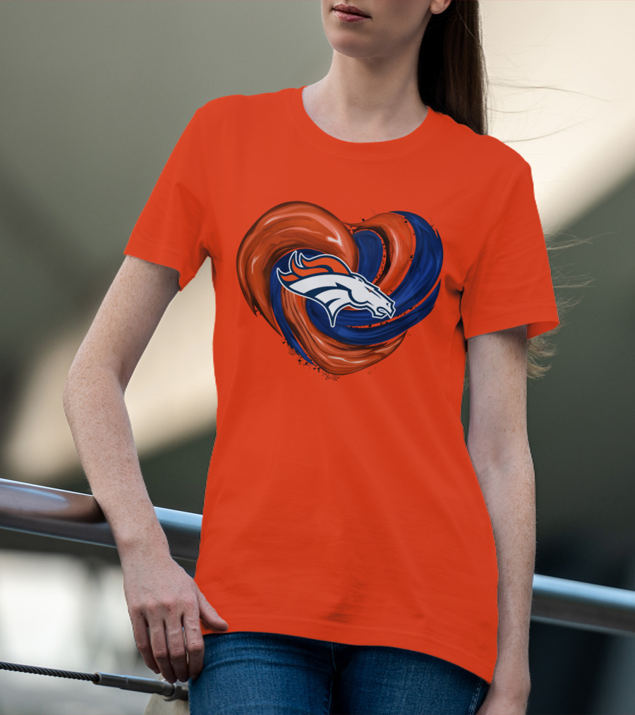 Denver Broncos Heart Logo Swirl T-Shirt