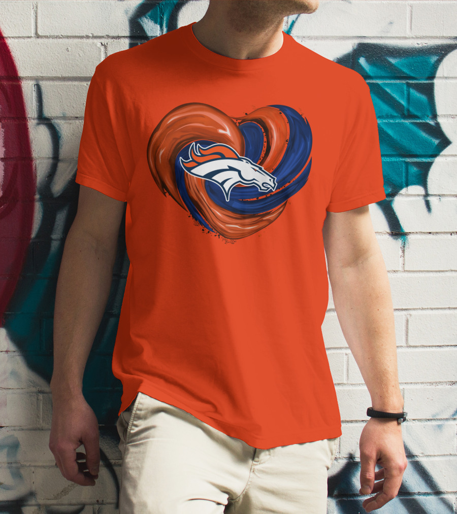 Denver Broncos Heart Logo Swirl T-Shirt