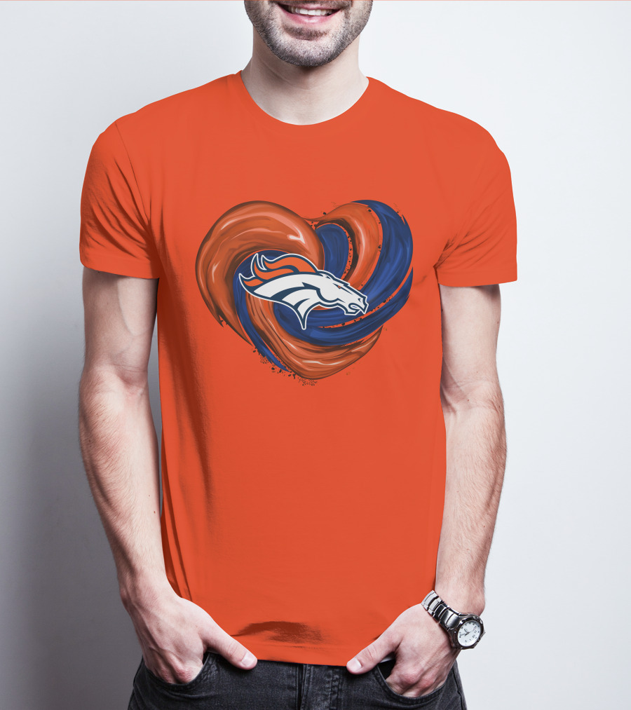 Denver Broncos Heart Logo Swirl T-Shirt