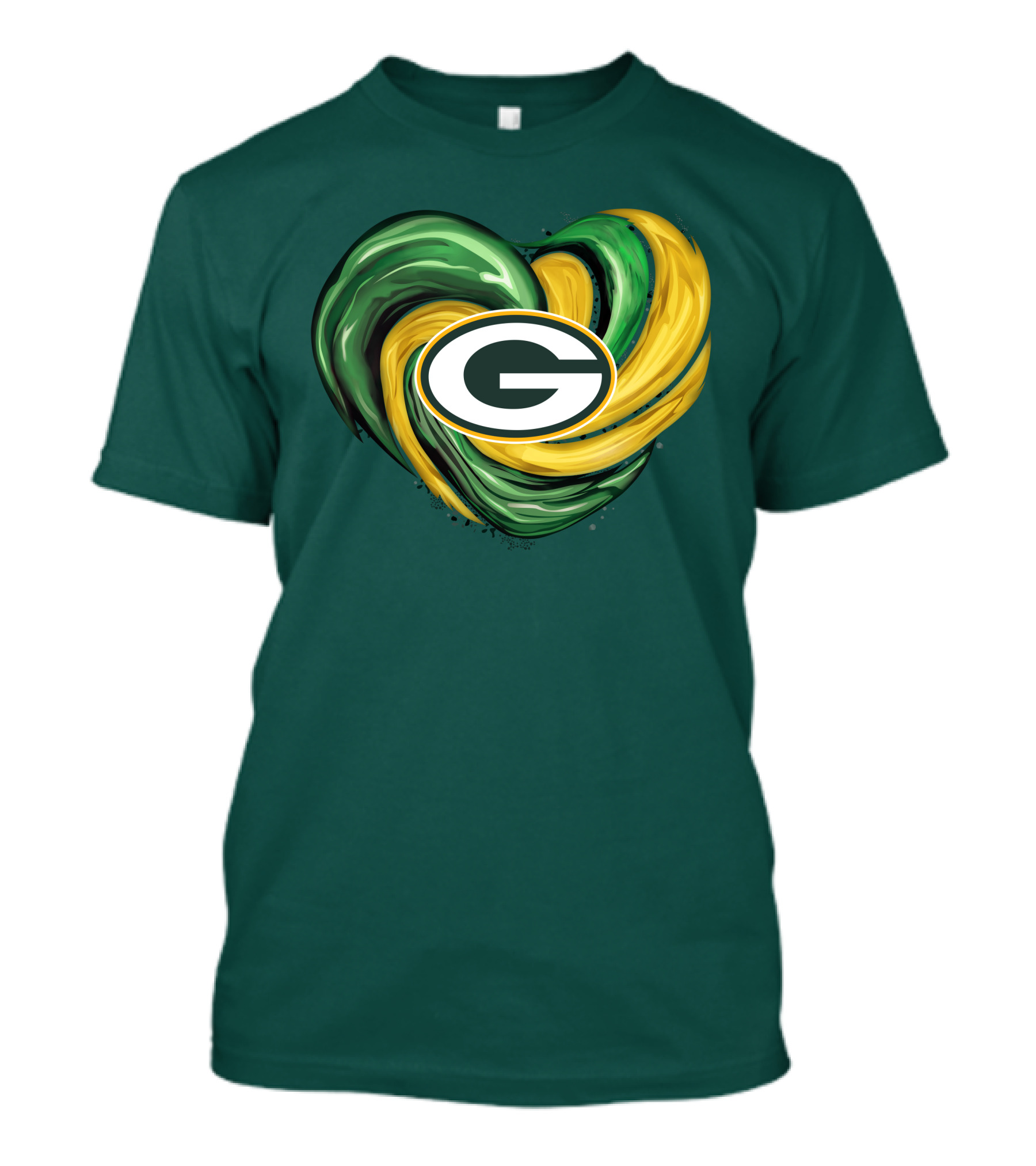 Green Bay Packers Heart Logo Swirl Tornado T-Shirt