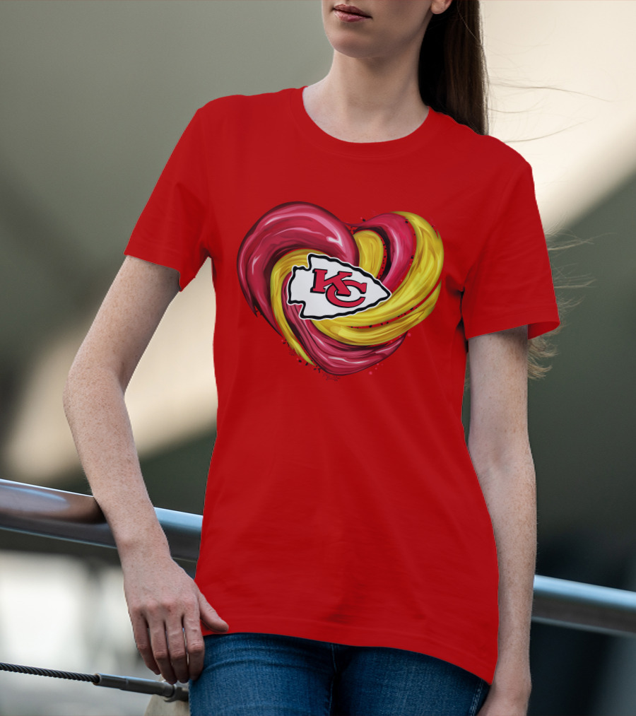 Kansas City Chiefs Heart KC Tornado Colors T-Shirt