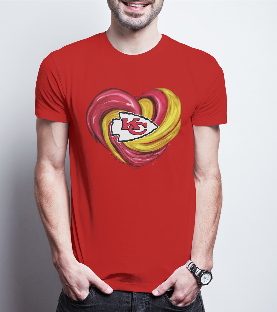 Kansas City Chiefs Heart KC Tornado Colors T-Shirt