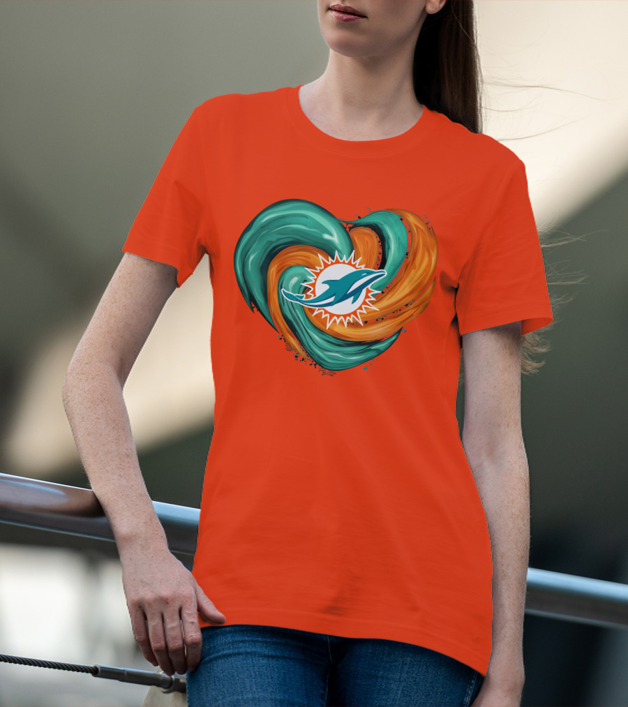 Miami Dolphins Heart Tornado Fan T-Shirt