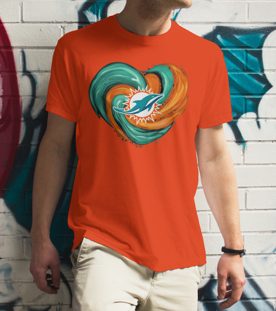 Miami Dolphins Heart Tornado Fan T-Shirt