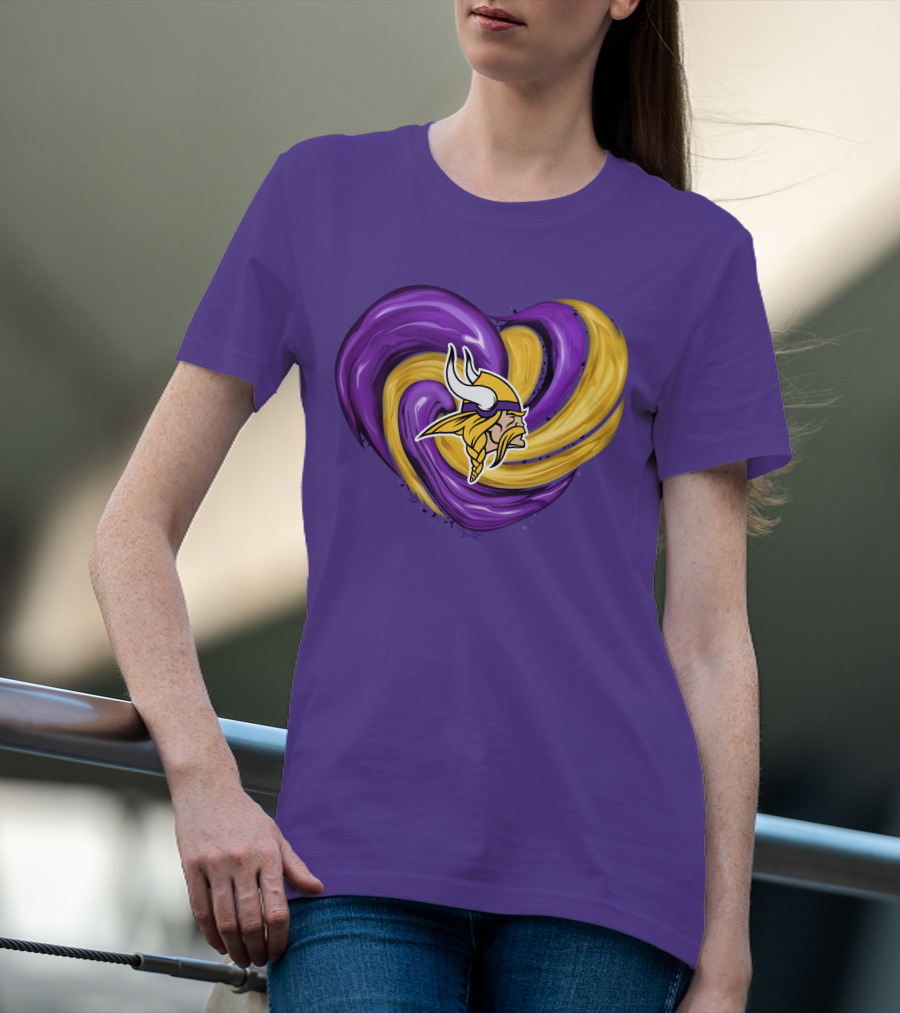 Minnesota Vikings Heart Swirl Viking Helmet T-Shirt