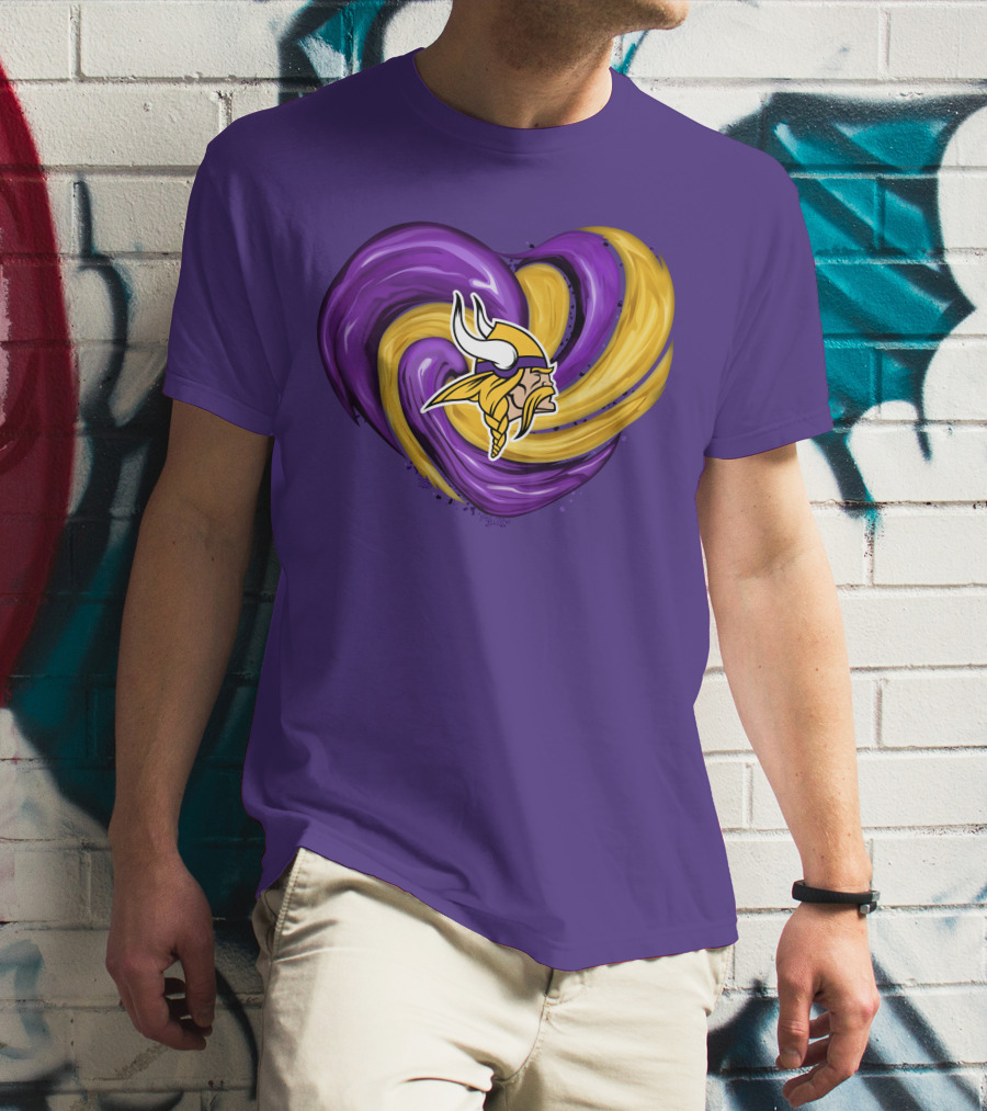 Minnesota Vikings Heart Swirl Viking Helmet T-Shirt