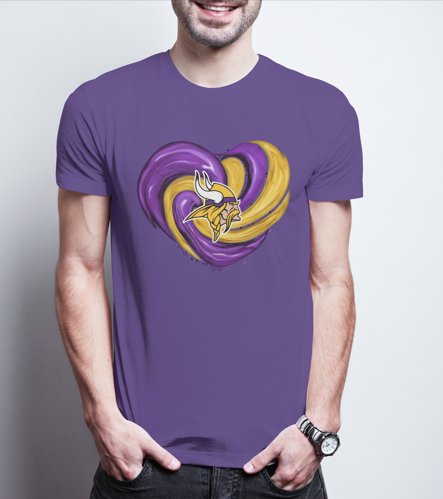 Minnesota Vikings Heart Swirl Viking Helmet T-Shirt