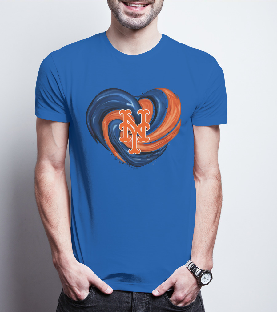 New York Mets Heart Swirl Icon Emblem T-Shirt