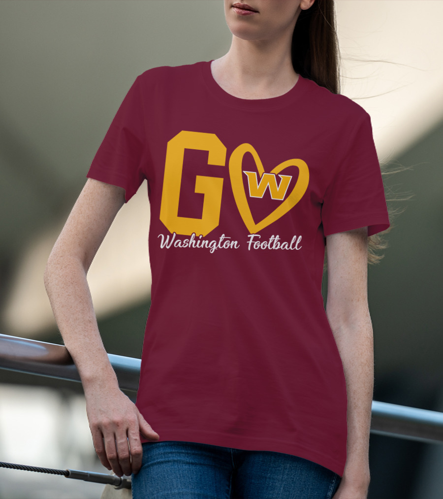 Go W Washington Football Team Heart T-Shirt