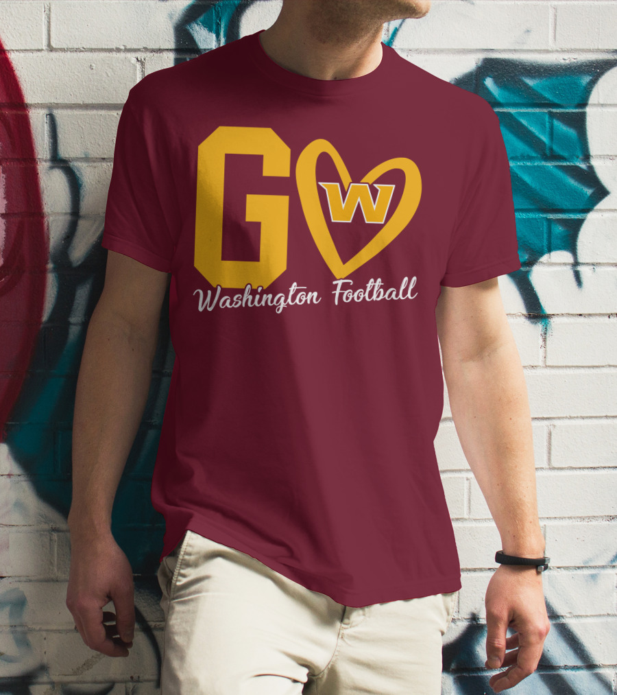 Go W Washington Football Team Heart T-Shirt