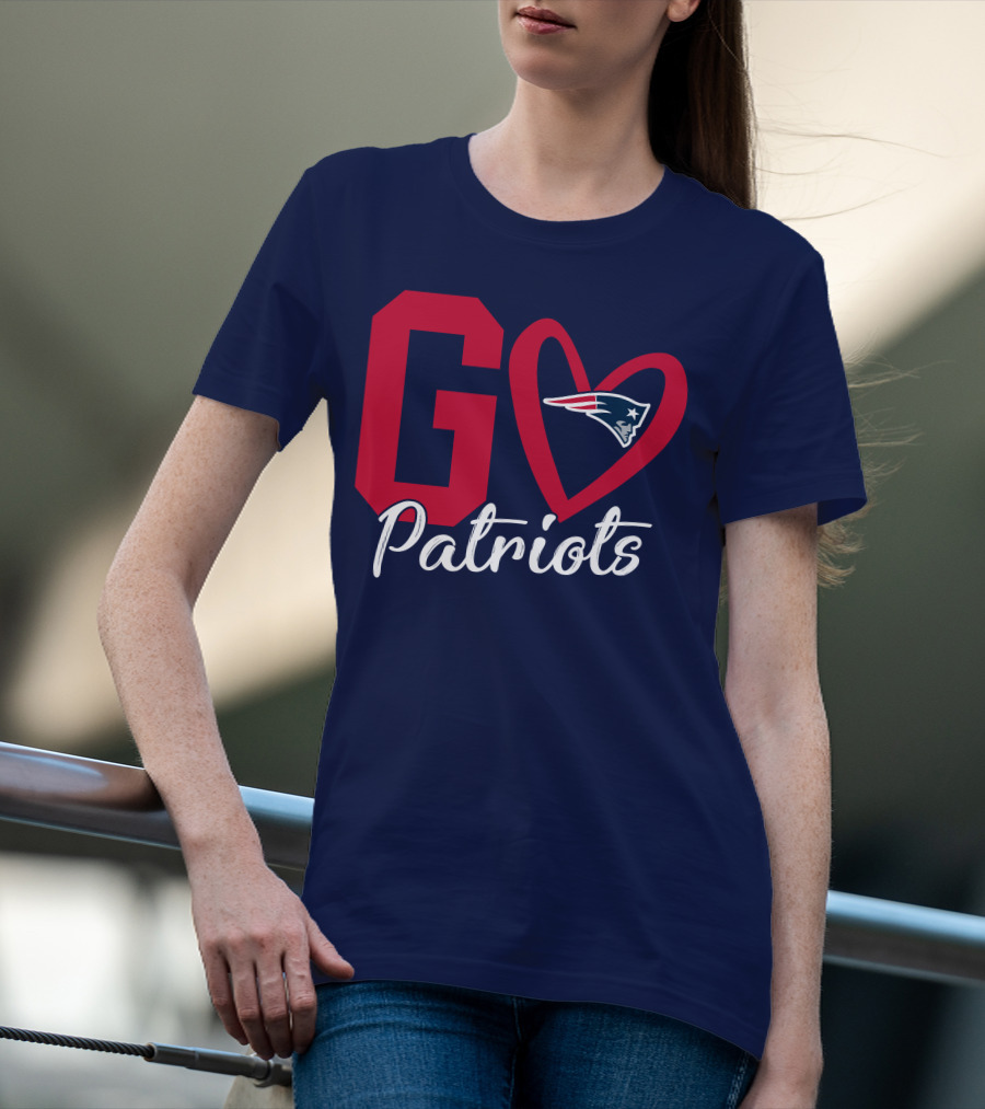 Go Patriots New England Patriots Logo Heart T-Shirt