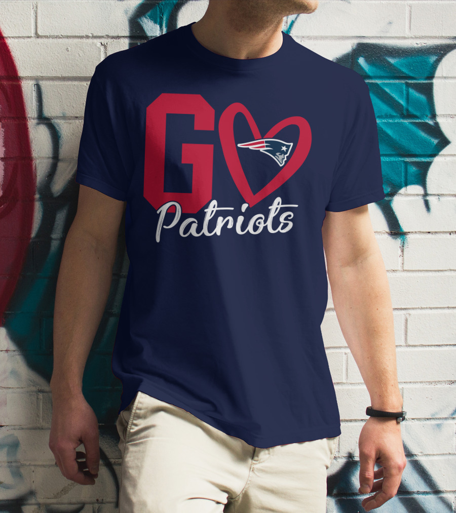 Go Patriots New England Patriots Logo Heart T-Shirt