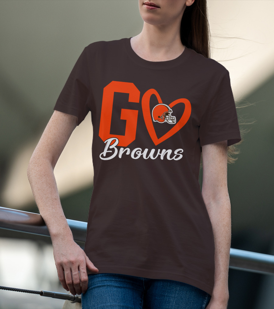 GO Heart Browns Football Helmet T-Shirt