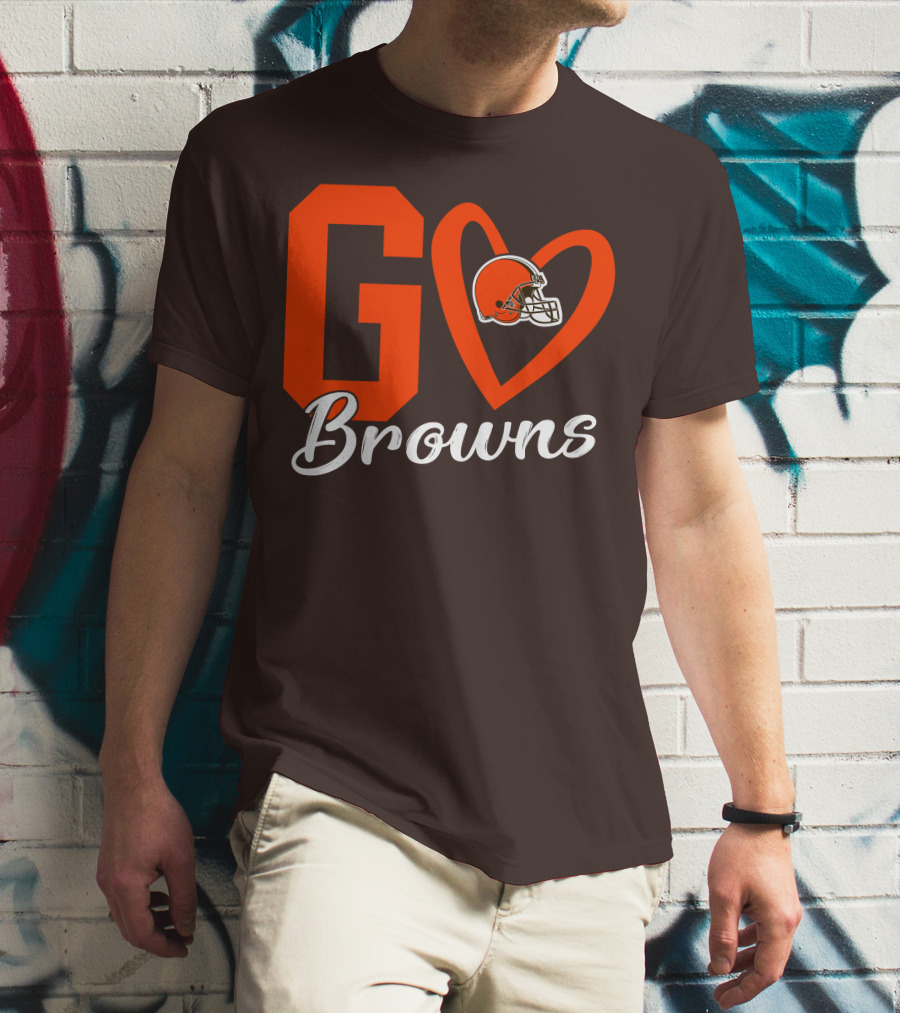 GO Heart Browns Football Helmet T-Shirt
