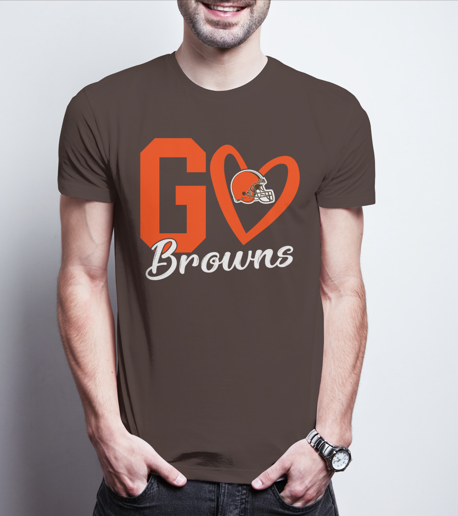 GO Heart Browns Football Helmet T-Shirt