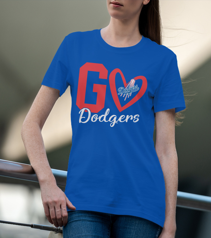 Go Dodgers Heart Logo Baseball Dodgers T-Shirt