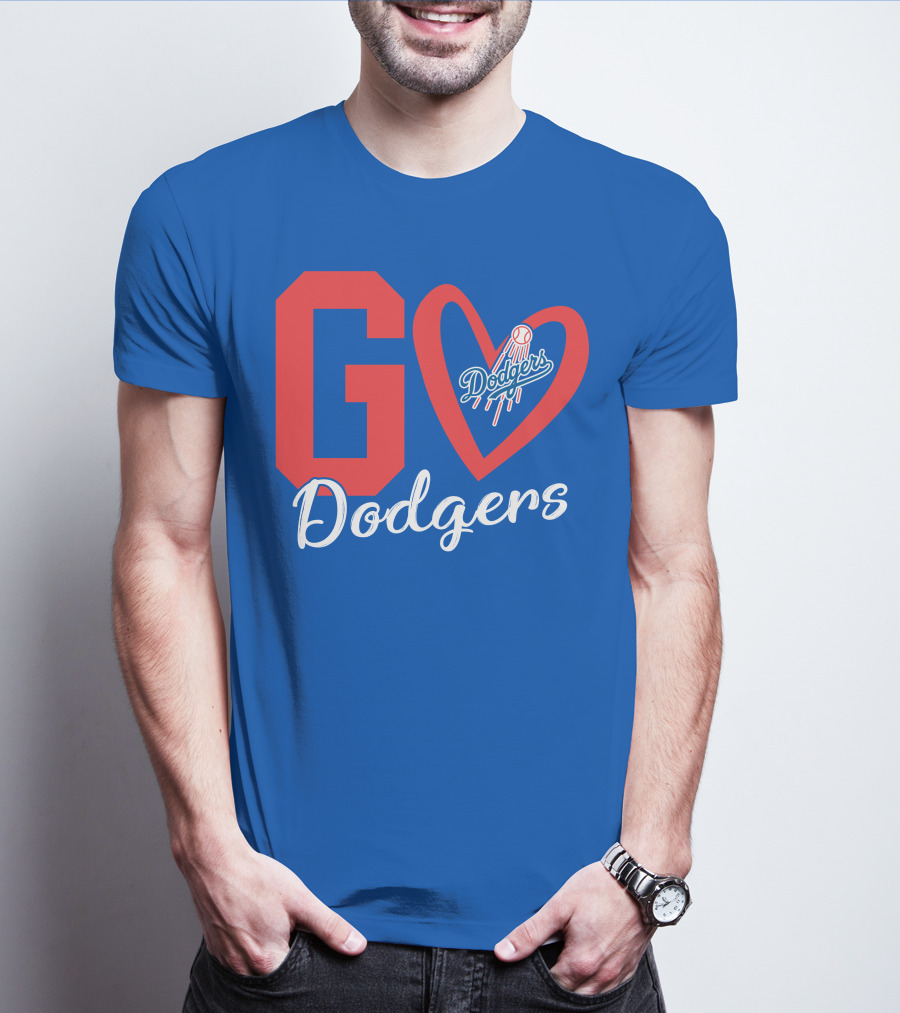 Go Dodgers Heart Logo Baseball Dodgers T-Shirt