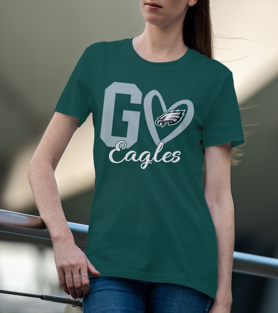 Go Eagles Philadelphia Eagles Logo Heart T-Shirt