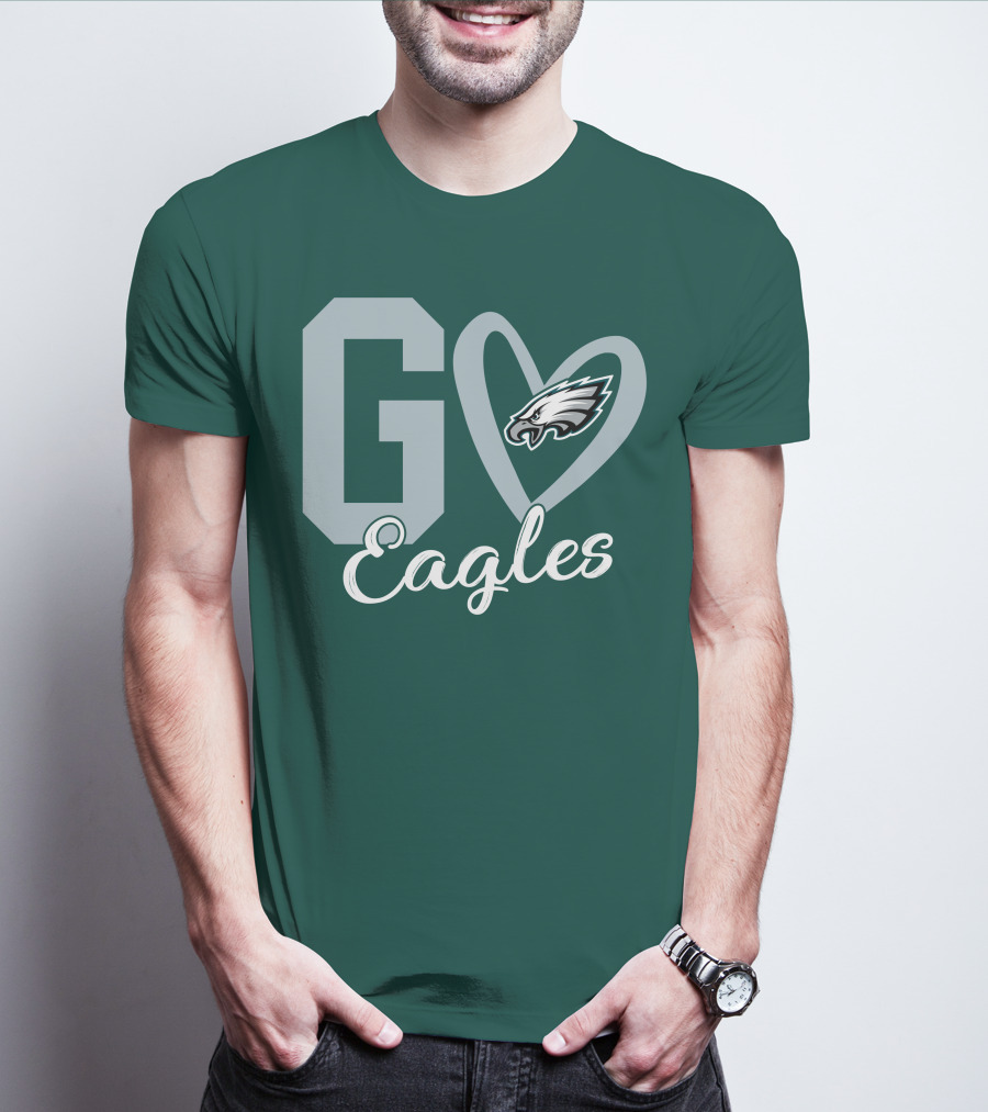 Go Eagles Philadelphia Eagles Logo Heart T-Shirt